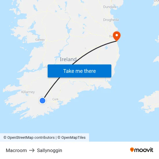 Macroom to Sallynoggin map