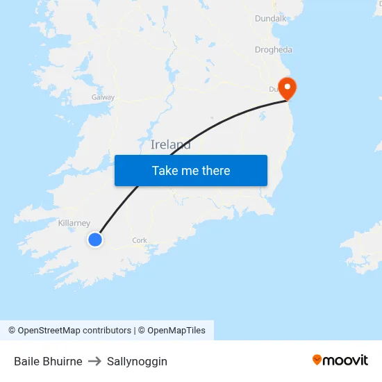 Baile Bhuirne to Sallynoggin map
