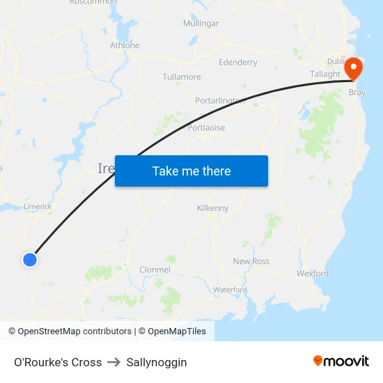 O'Rourke's Cross to Sallynoggin map