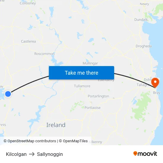 Kilcolgan to Sallynoggin map