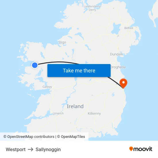 Westport to Sallynoggin map