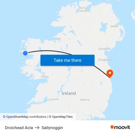 Droichead Acla to Sallynoggin map