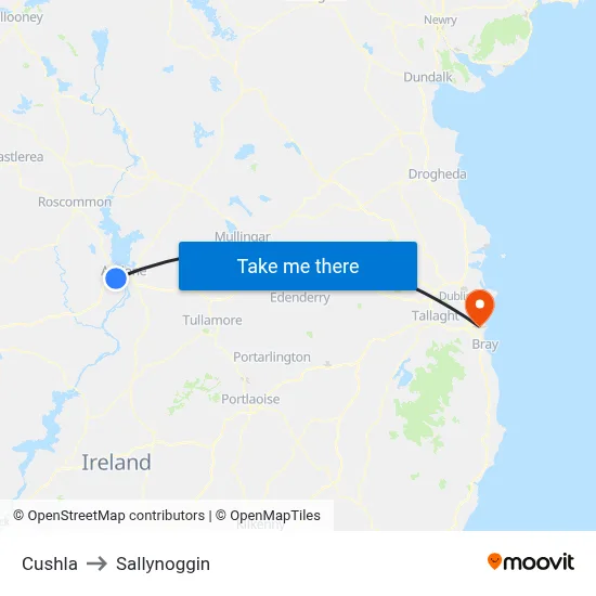 Cushla to Sallynoggin map