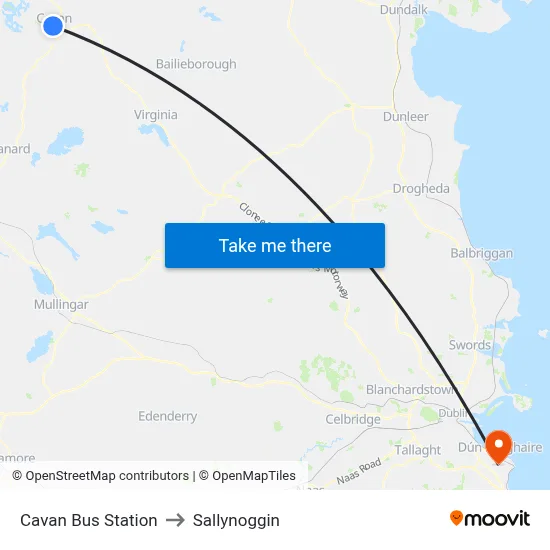 Cavan Bus Station to Sallynoggin map