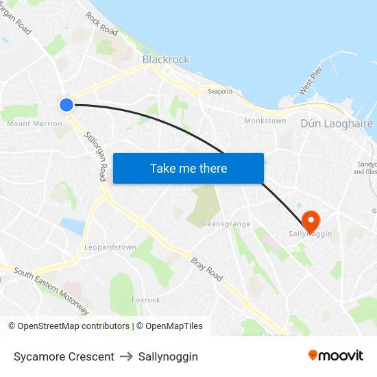 Sycamore Crescent to Sallynoggin map
