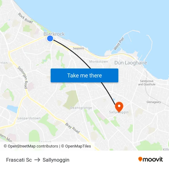 Frascati Sc to Sallynoggin map