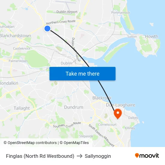 Finglas (North Rd Westbound) to Sallynoggin map