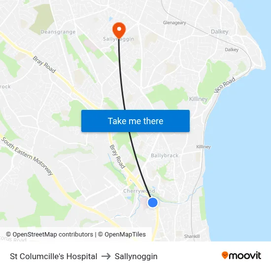 St Columcille's Hospital to Sallynoggin map