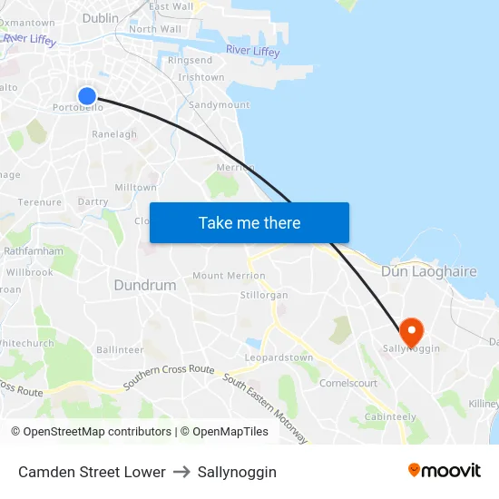Camden Street Lower to Sallynoggin map