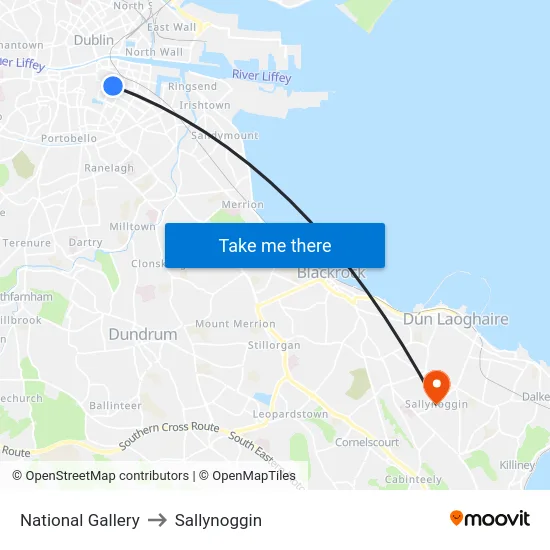 National Gallery to Sallynoggin map
