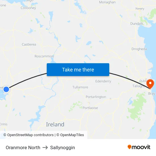 Oranmore North to Sallynoggin map