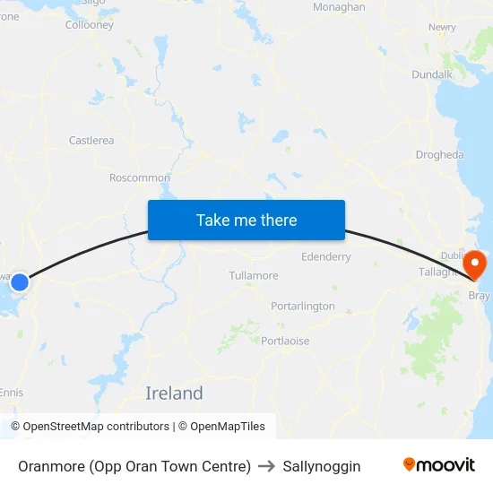 Oranmore (Opp Oran Town Centre) to Sallynoggin map