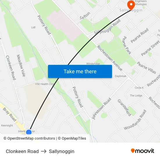 Clonkeen Road to Sallynoggin map