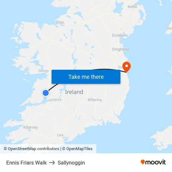 Ennis Friars Walk to Sallynoggin map