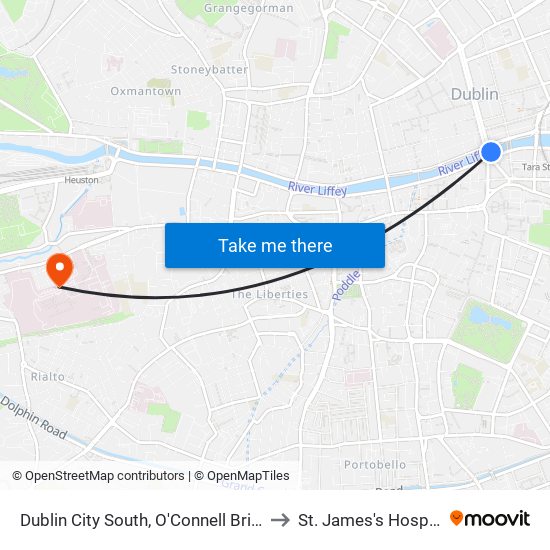 Dublin City South, O'Connell Bridge to St. James's Hospital map