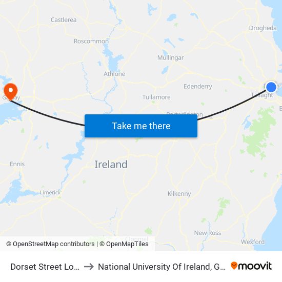 Dorset Street Lower to National University Of Ireland, Galway map
