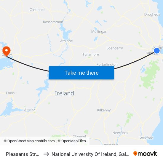 Pleasants Street to National University Of Ireland, Galway map