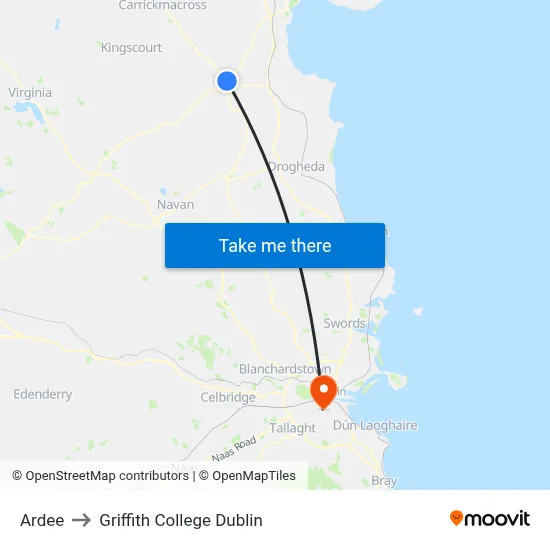 Ardee to Griffith College Dublin map