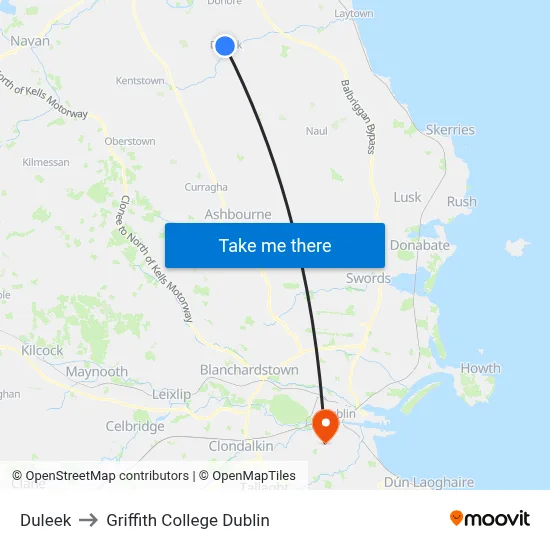 Duleek to Griffith College Dublin map