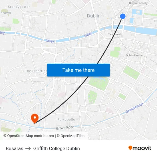Busáras to Griffith College Dublin map