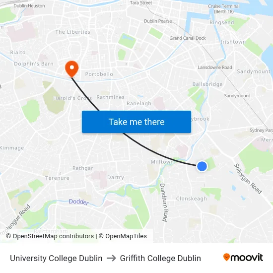 University College Dublin, Complex And Adaptive Systems Laboratory to Griffith College Dublin map
