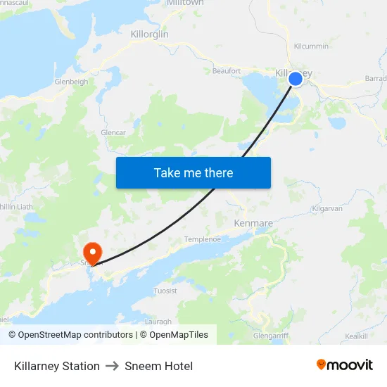 Killarney Station to Sneem Hotel map
