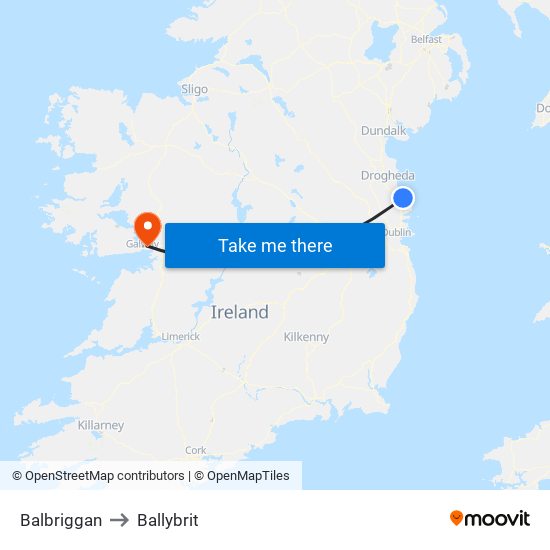 Balbriggan to Ballybrit map
