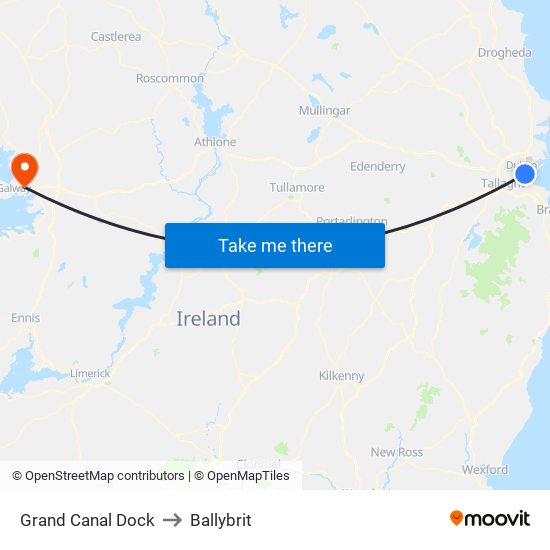 Grand Canal Dock to Ballybrit map