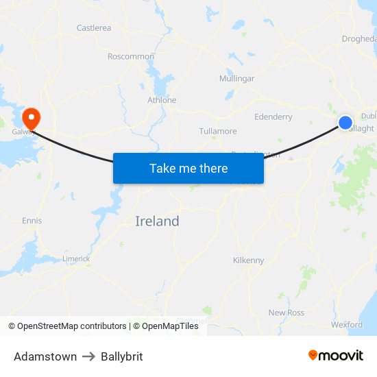 Adamstown to Ballybrit map