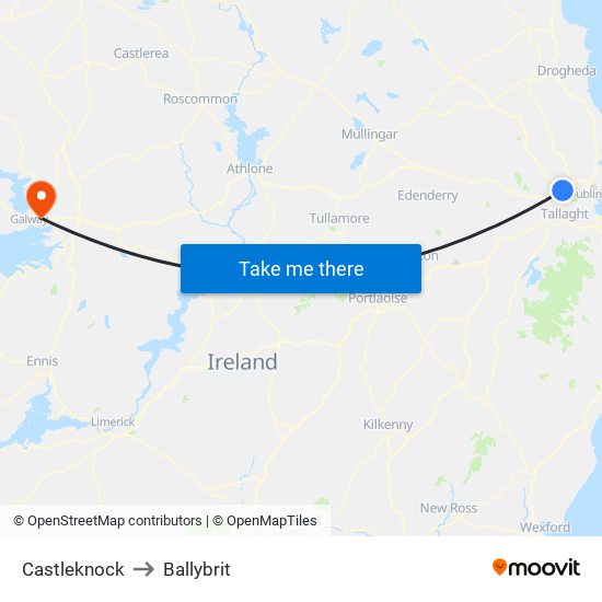 Castleknock to Ballybrit map