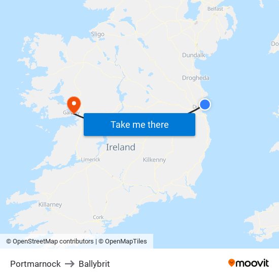 Portmarnock to Ballybrit map