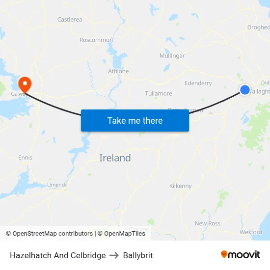 Hazelhatch And Celbridge to Ballybrit map