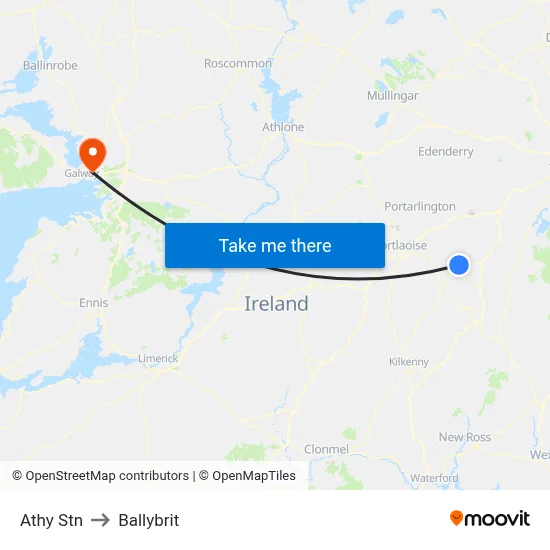 Athy Stn to Ballybrit map