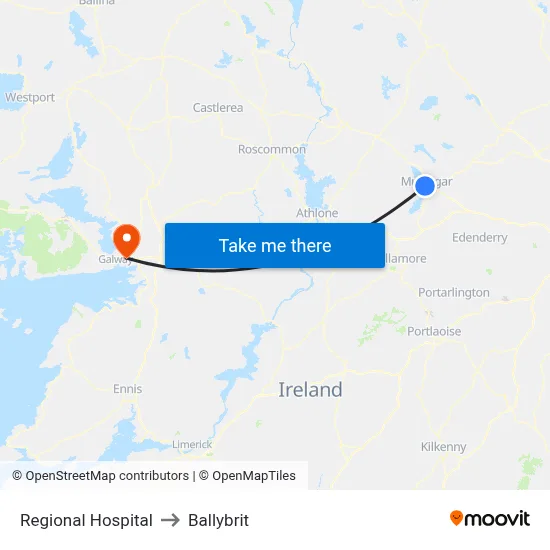 Regional Hospital to Ballybrit map