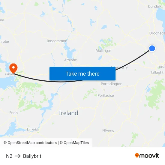 N2 to Ballybrit map