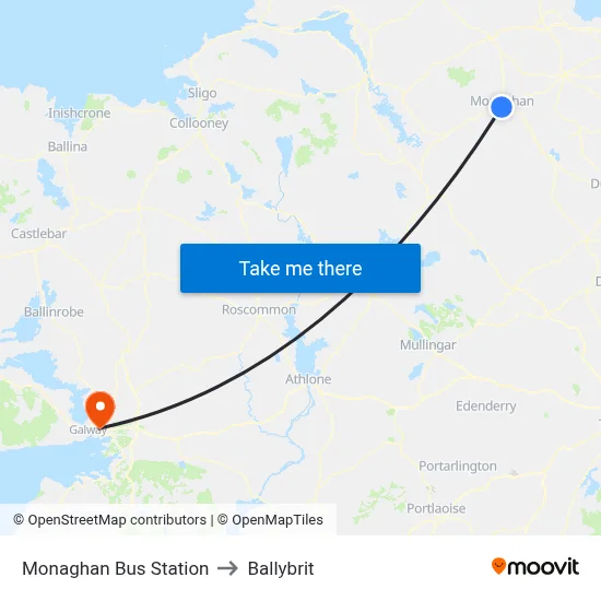 Monaghan Bus Station to Ballybrit map