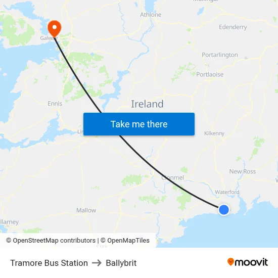 Tramore Bus Station to Ballybrit map