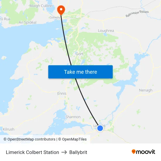 Limerick Colbert Station to Ballybrit map