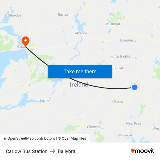 Carlow Bus Station to Ballybrit map
