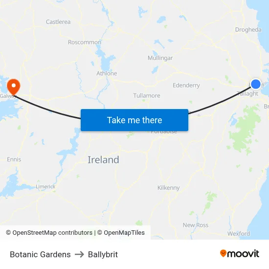 Botanic Gardens to Ballybrit map
