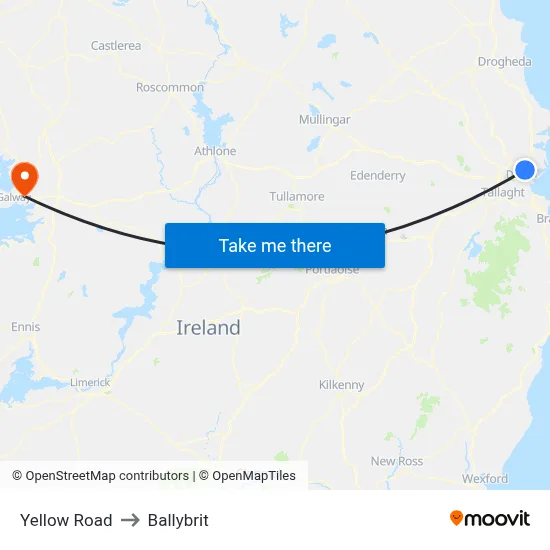Yellow Road to Ballybrit map