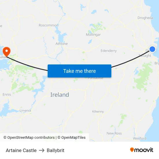 Artaine Castle to Ballybrit map