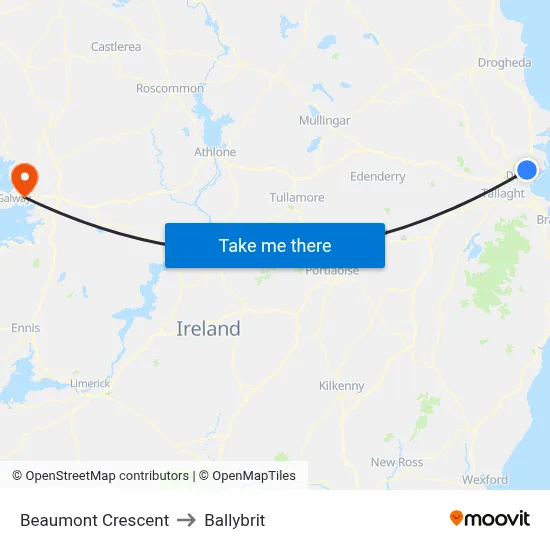 Beaumont Crescent to Ballybrit map
