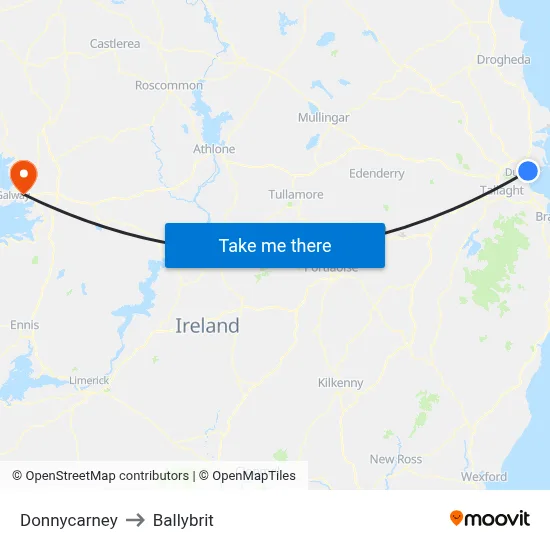 Donnycarney to Ballybrit map
