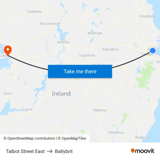 Talbot Street East to Ballybrit map