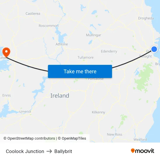 Coolock Junction to Ballybrit map