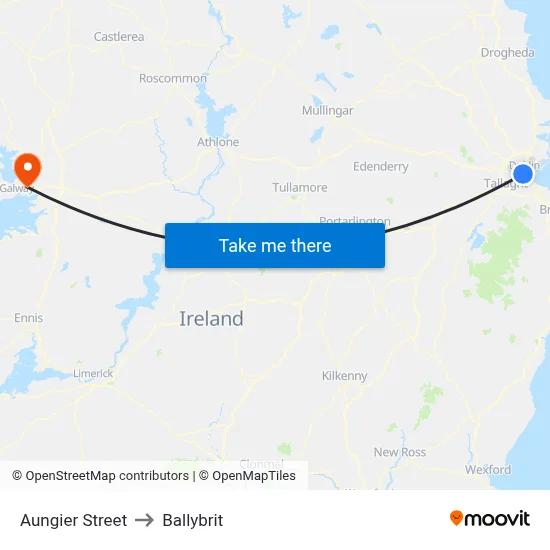 Aungier Street to Ballybrit map