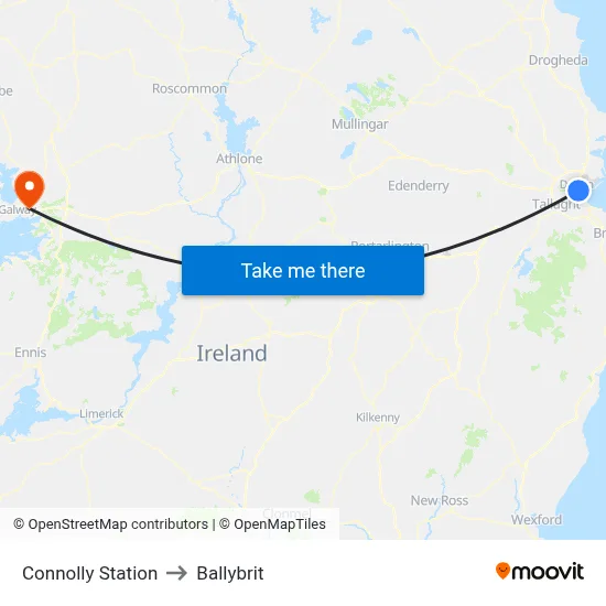 Connolly Station to Ballybrit map