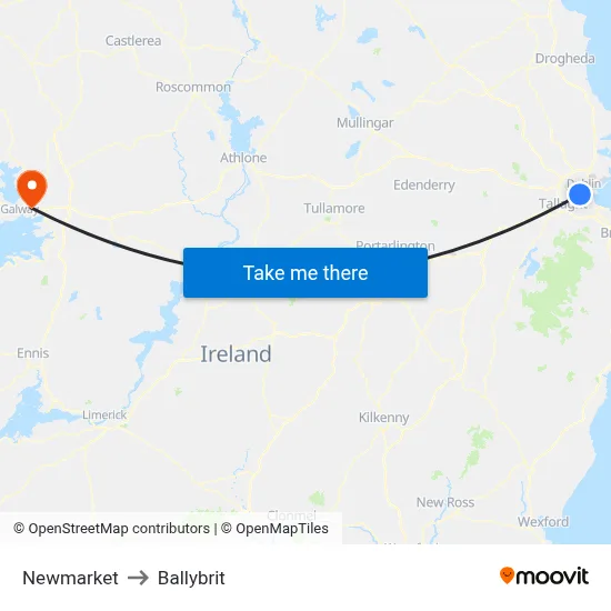 Newmarket to Ballybrit map