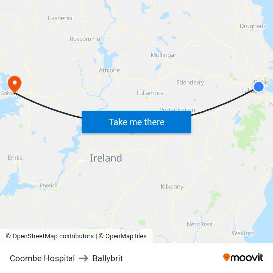 Coombe Hospital to Ballybrit map